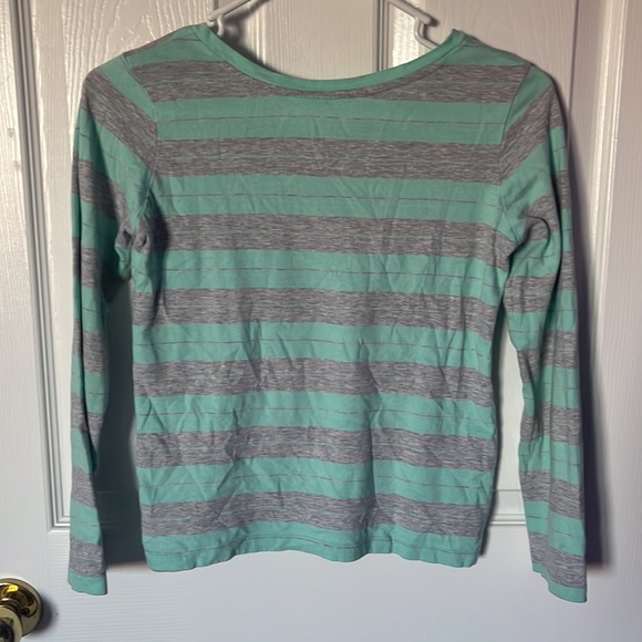 Faded Glory teal and grey striped long sleeve. Size Youth large 10-12. - Picture 2 of 2